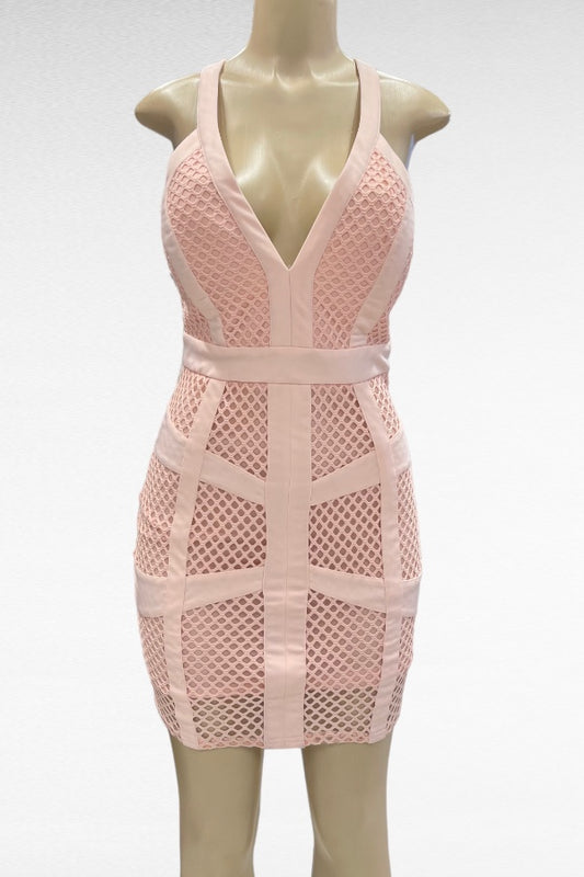 Fishnet Crossed Back Bodycon Dress