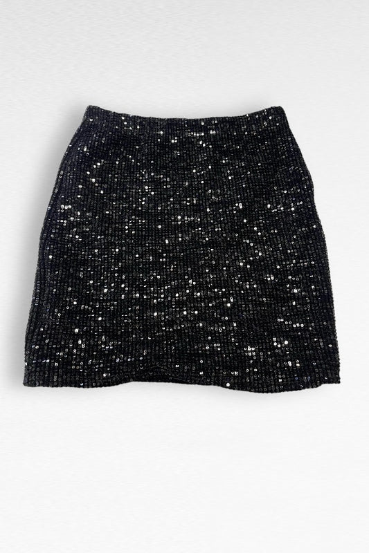 Velvet Sequin Mini Skirt