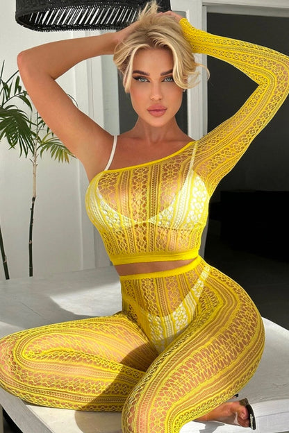 One Shoulder Bodystocking Set