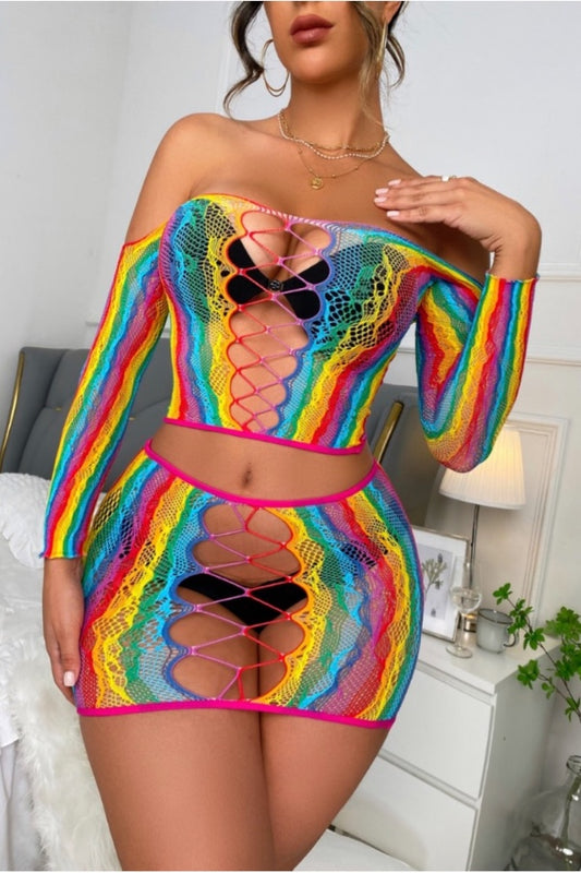 Radiant Rainbow Cutout Lingerie Set