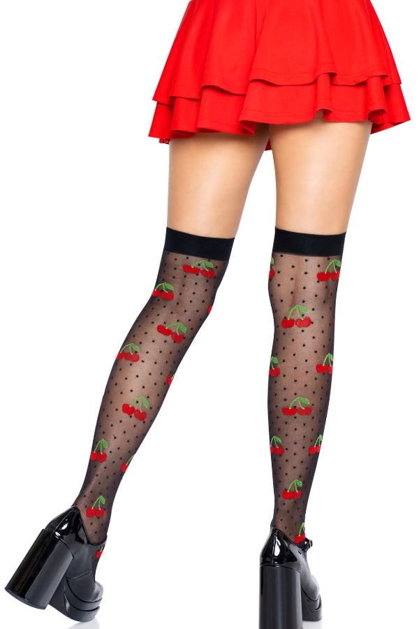 Cherry Dot Thigh Highs