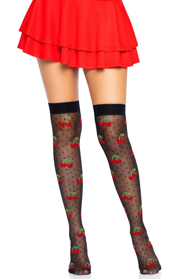 Cherry Dot Thigh Highs