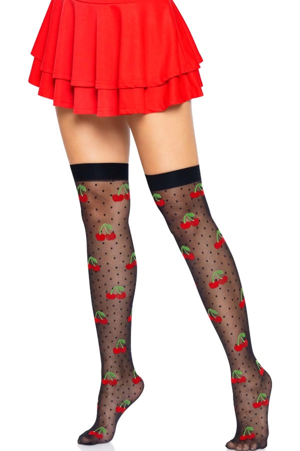 Cherry Dot Thigh Highs