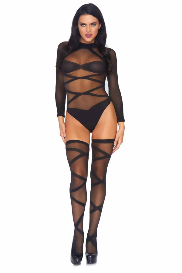 Truth Or Dare Bodysuit And Thigh Highs Set