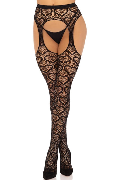 Amore Heart Net Suspender Pantyhose