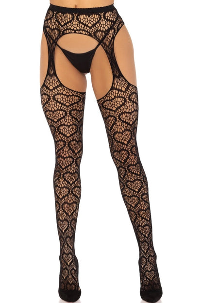 Amore Heart Net Suspender Pantyhose