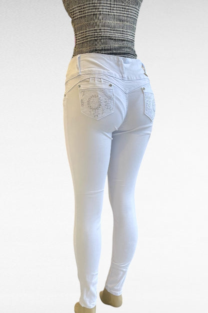 Studded Flowers Mid Rise Jeans