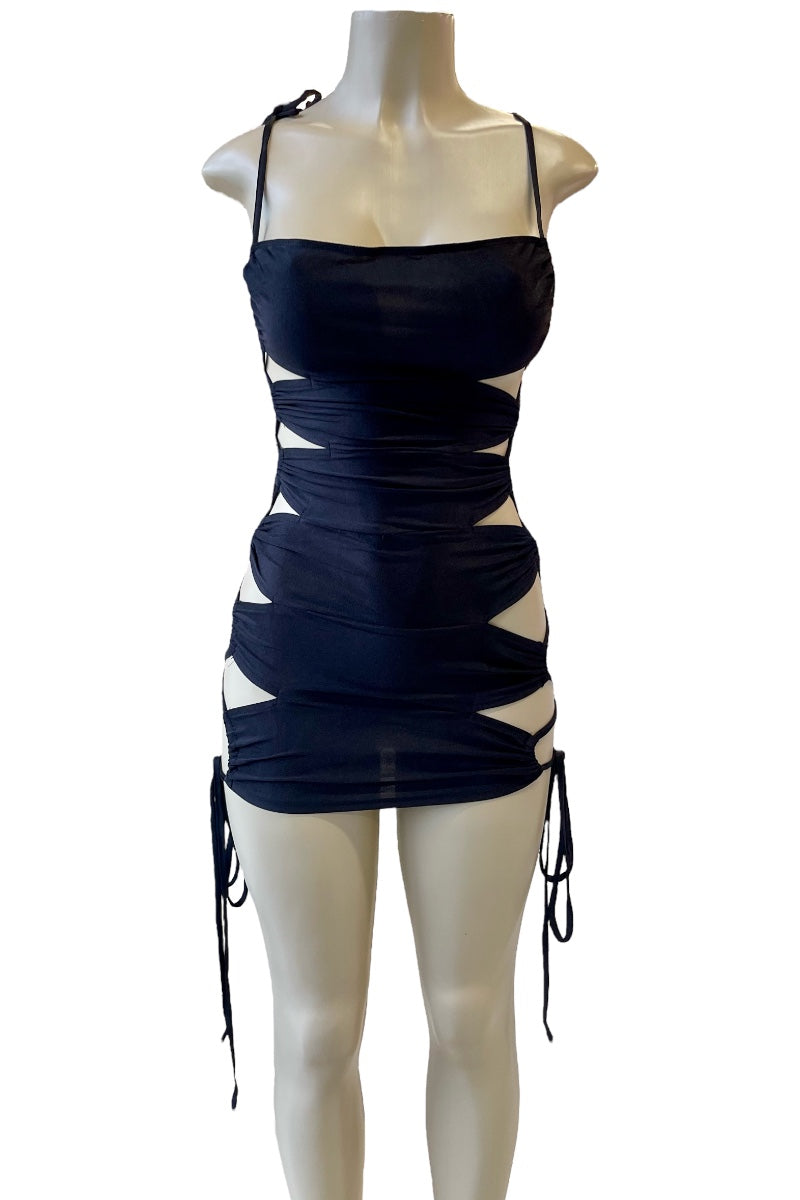 Strappy Dress With Lace Up Cut Outs