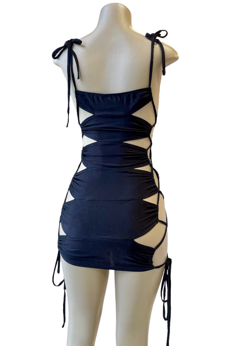 Strappy Dress With Lace Up Cut Outs