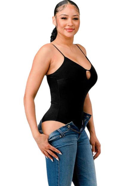 Solid Strappy Keyhole Bodysuit