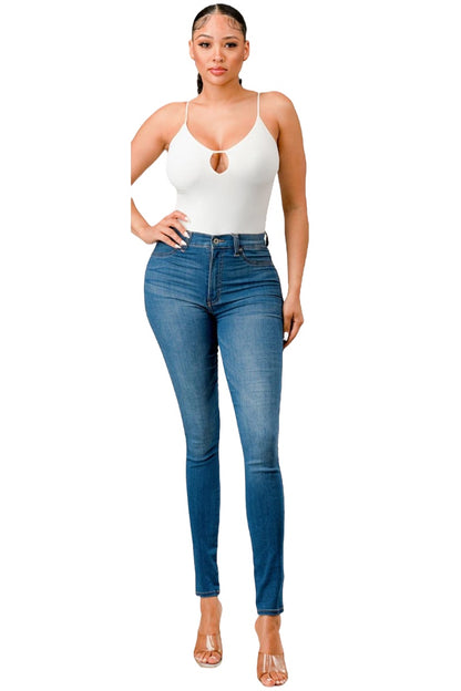 Solid Strappy Keyhole Bodysuit