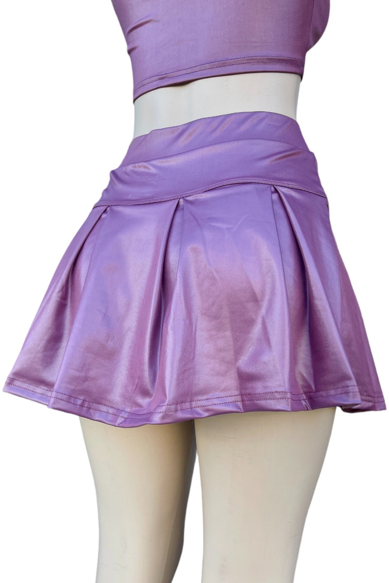 Metallic Pleated Mini Skort 