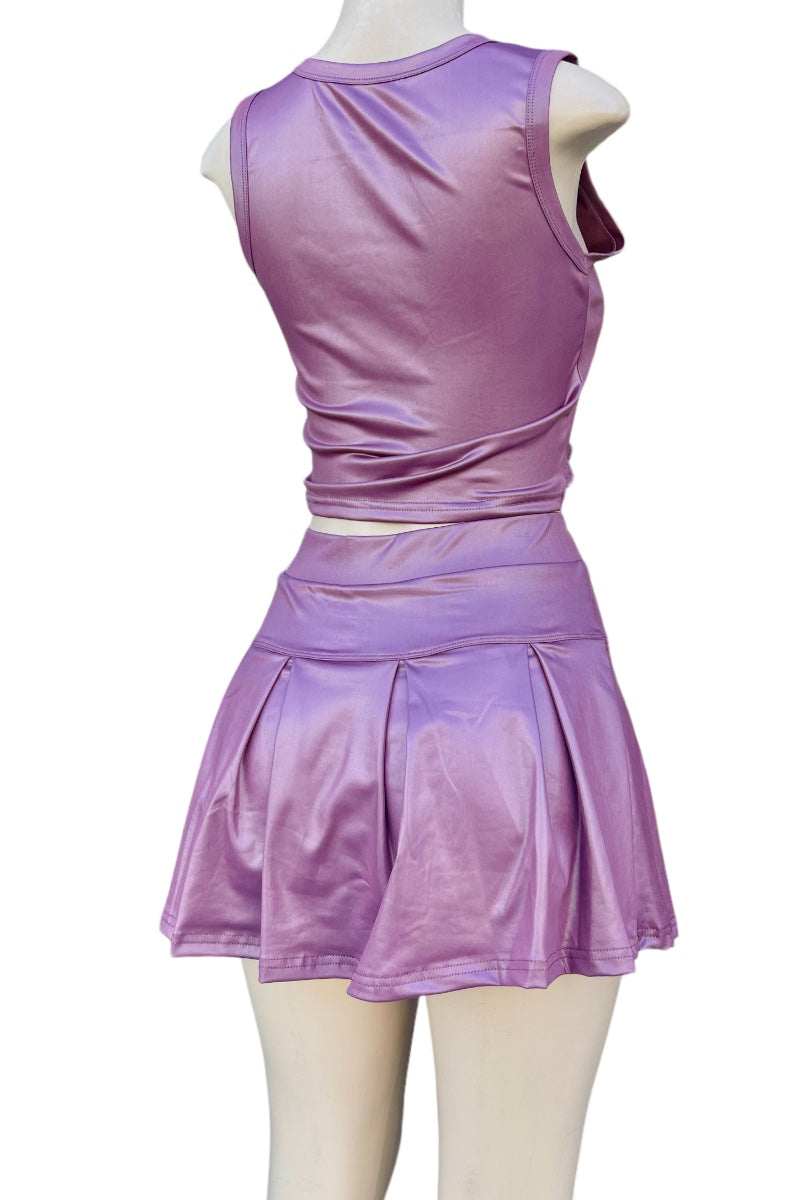 Metallic Pleated Mini Skort 