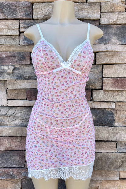 Floral Mesh Babydoll Set