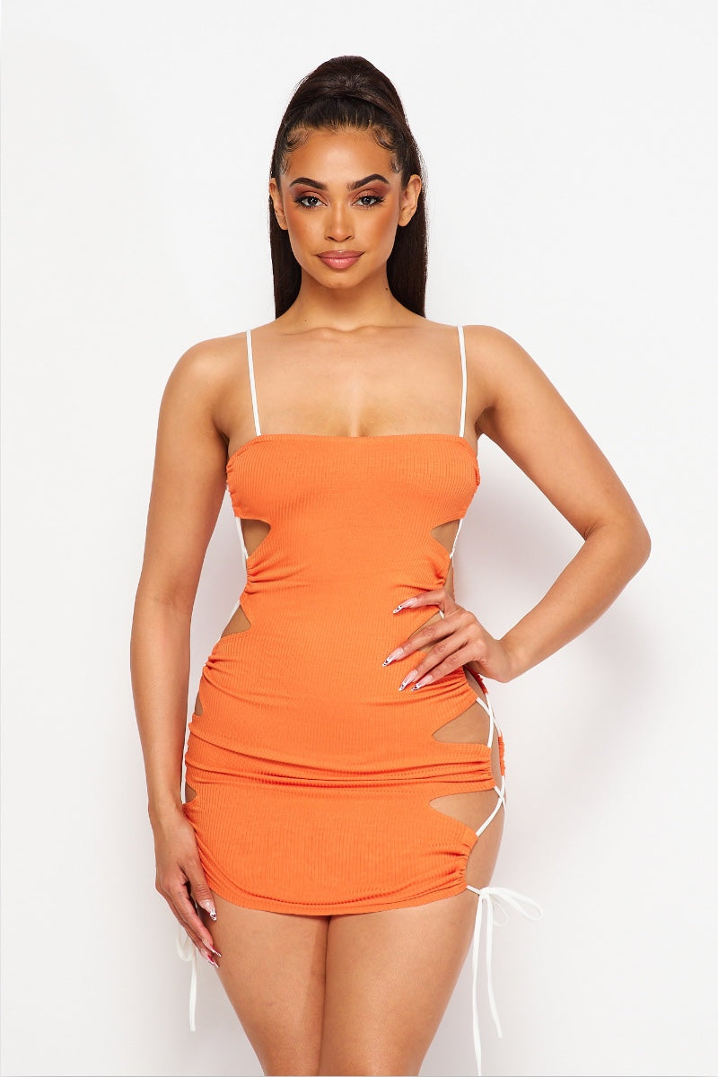 Bright & Daring Lace Up Dress