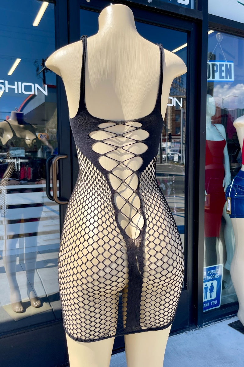 Cutout Fishnet Bodystocking Dress