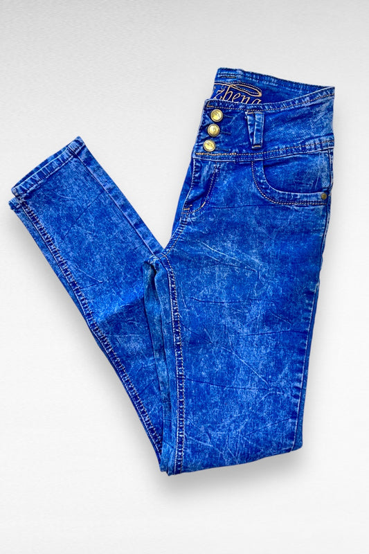 Mid Rise Acid Wash Jeans