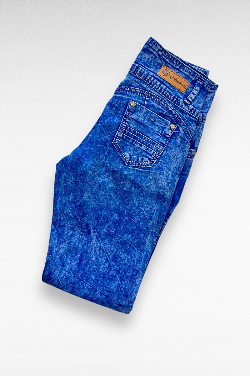 Mid Rise Acid Wash Jeans