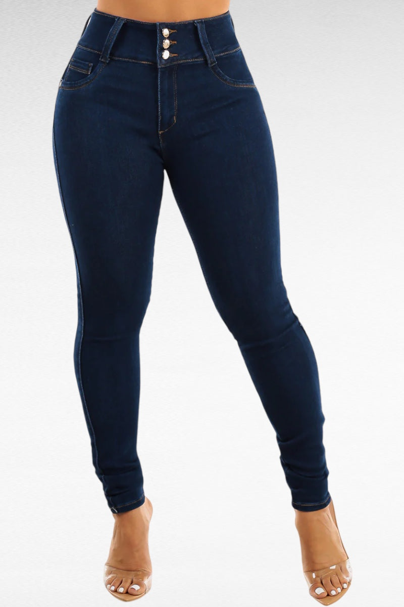 High Waist Solid Push Up Jeans