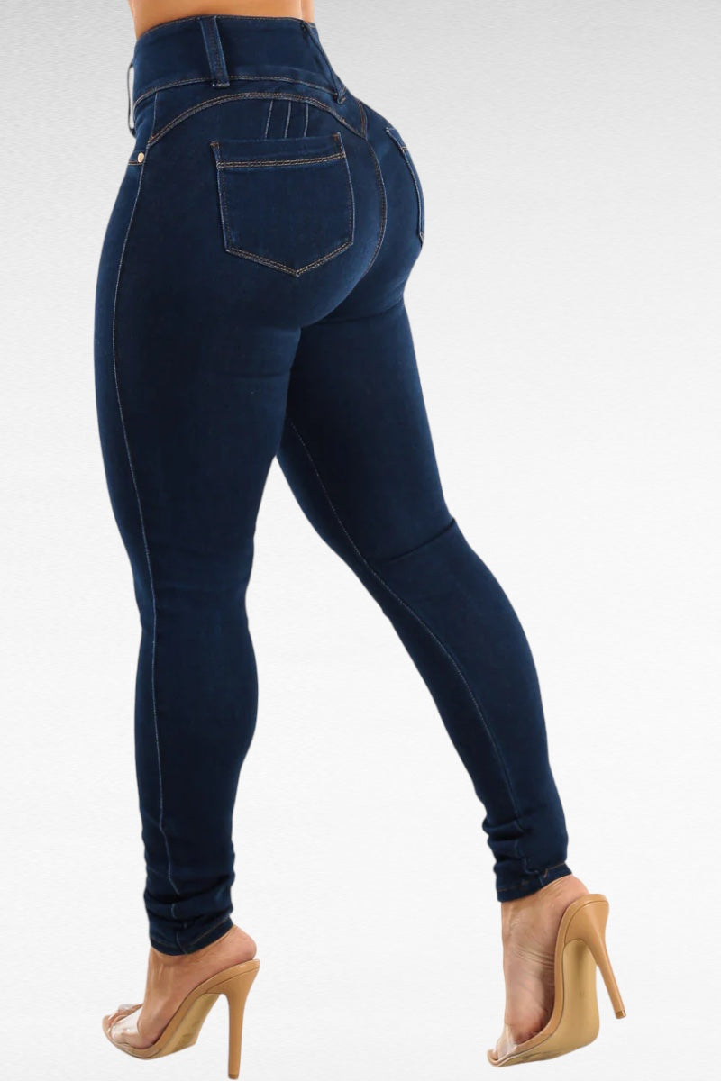 High Waist Solid Push Up Jeans