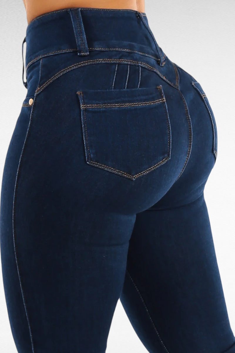 High Waist Solid Push Up Jeans