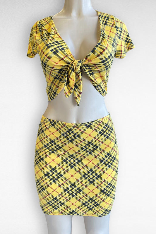 Plaid Self Tie Knot Set