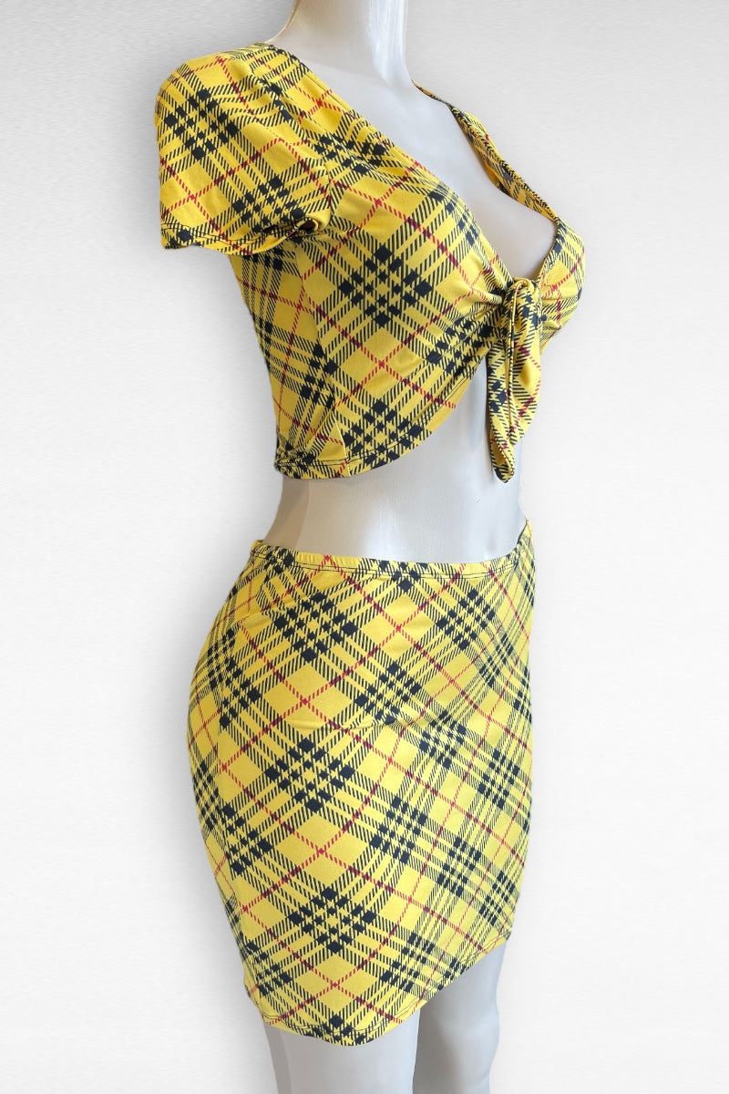 Plaid Self Tie Knot Set