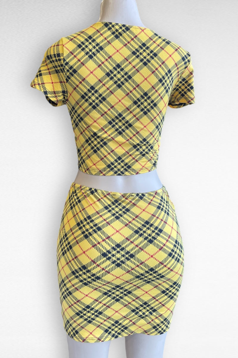 Plaid Self Tie Knot Set