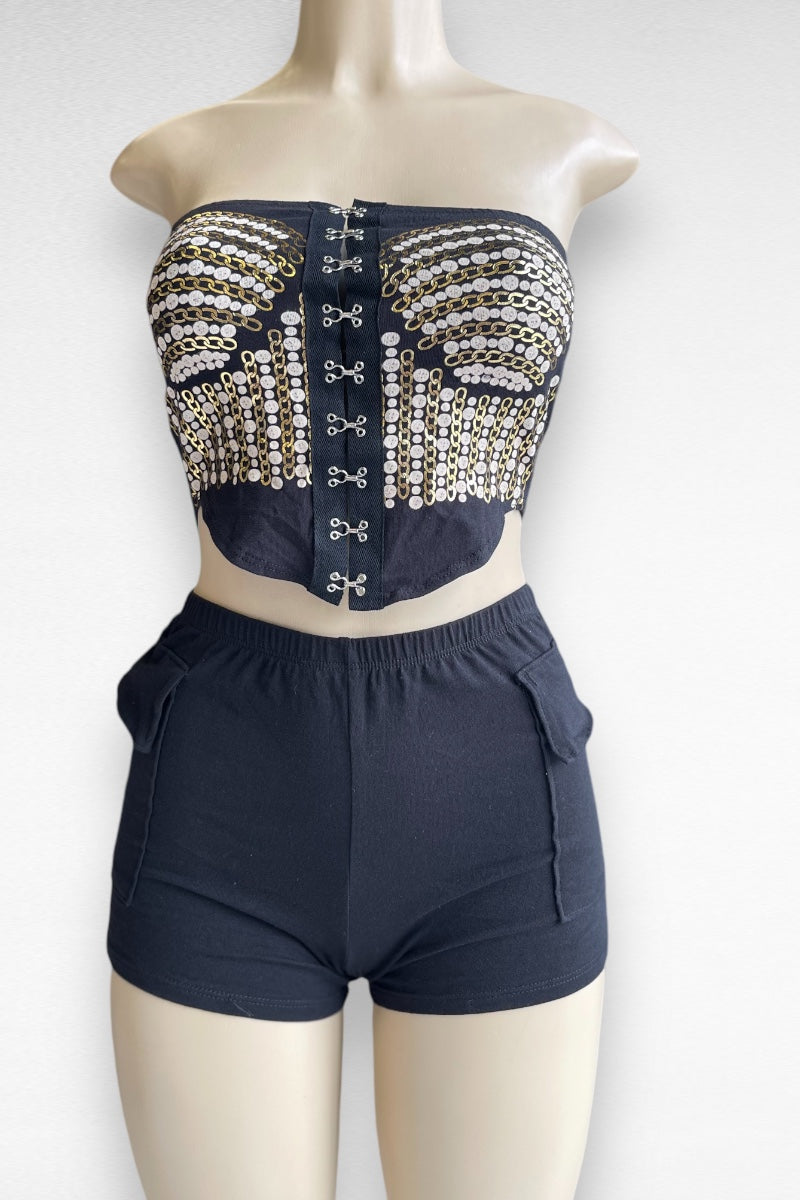 Hook and Eye Tube Top and Shorts Set