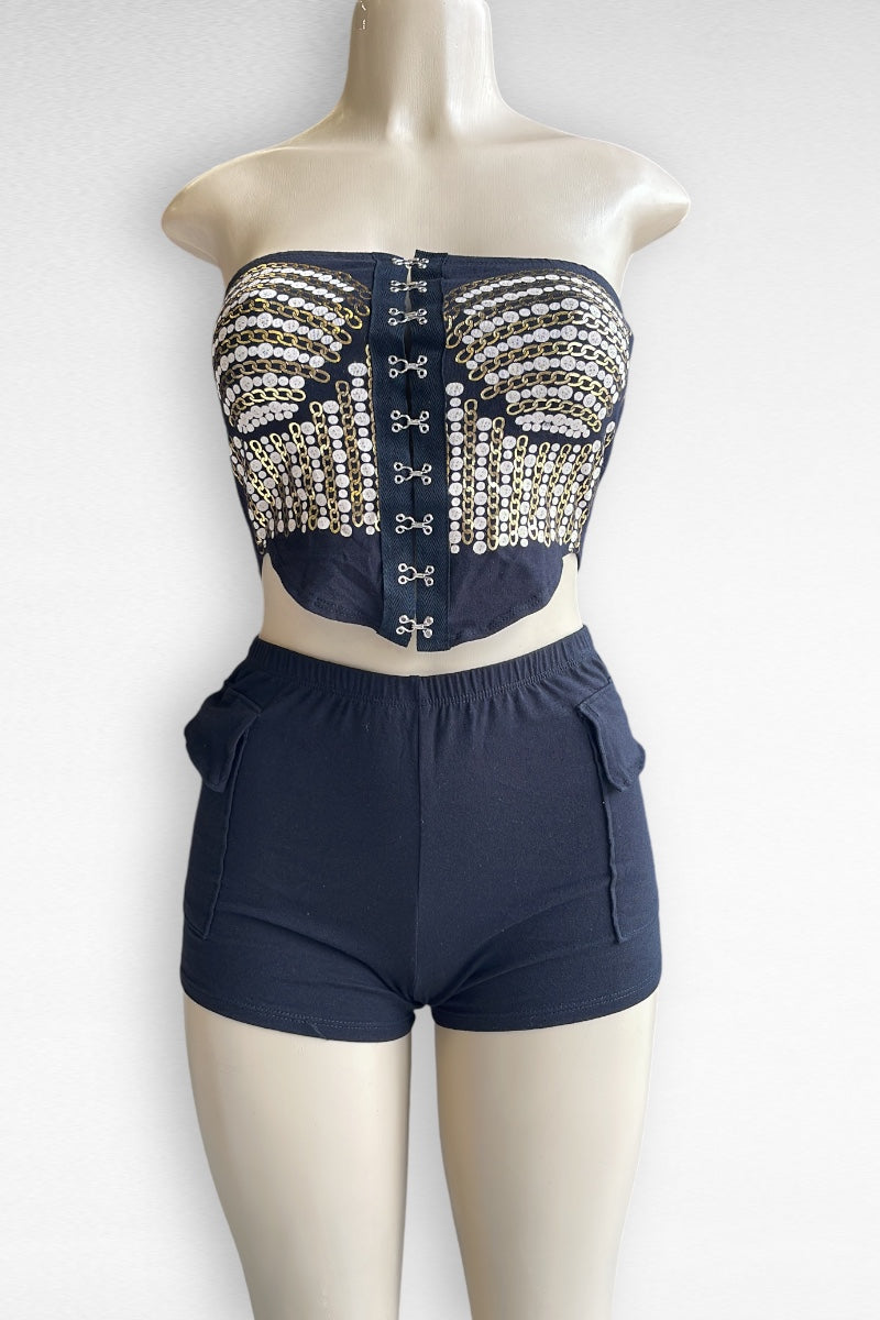 Hook and Eye Tube Top and Shorts Set