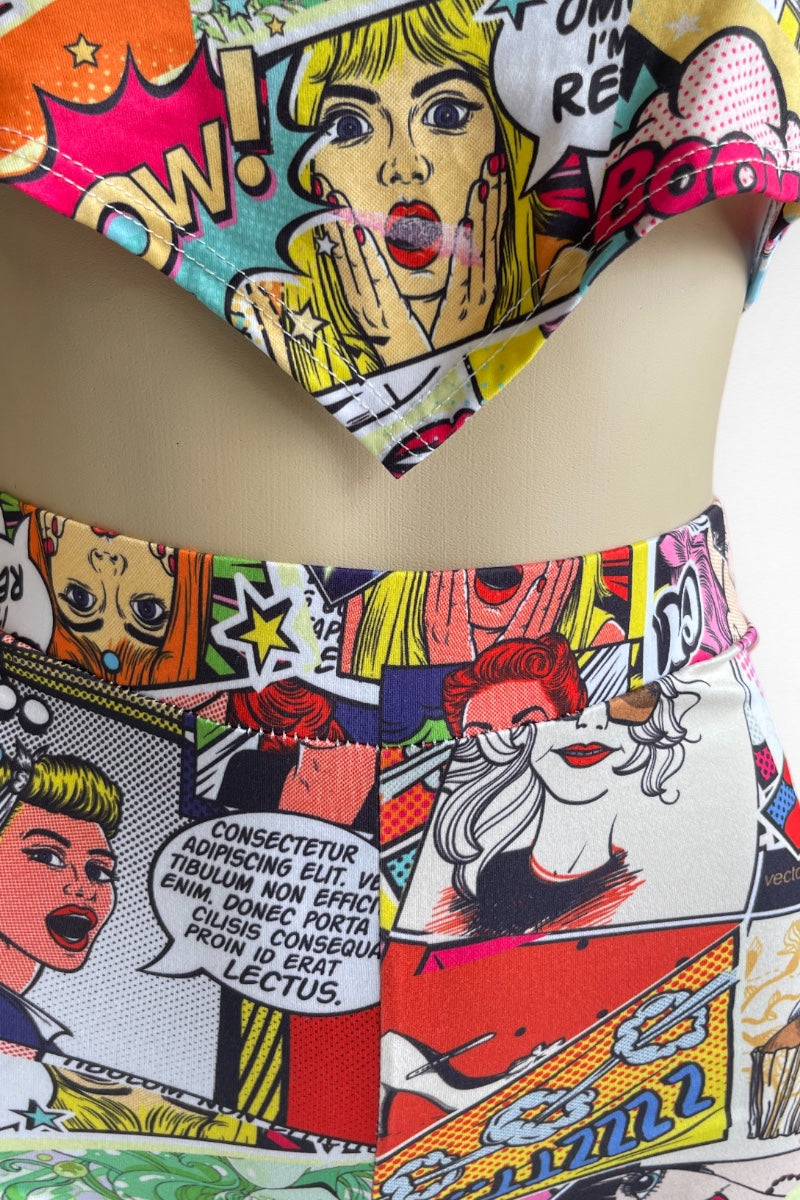 Comic Girl Print Top With Shorts Set