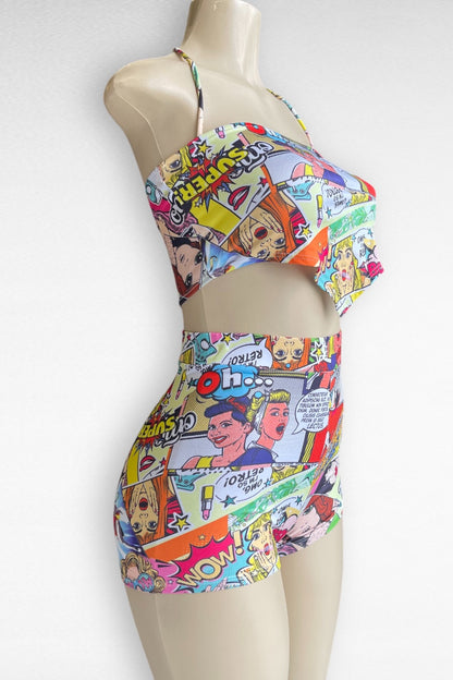 Comic Girl Print Top With Shorts Set