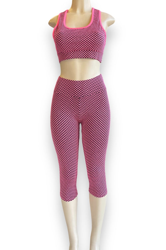 Fishnet Sports Bra and Capri Leggings Set