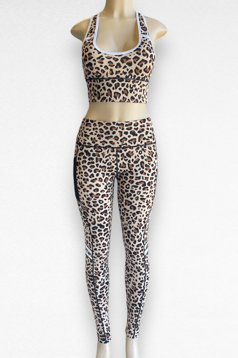 3 Piece Leopard Print Activewear Set