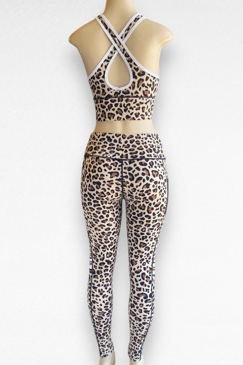 3 Piece Leopard Print Activewear Set