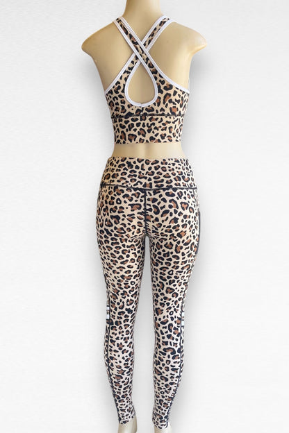 3 Piece Leopard Print Activewear Set
