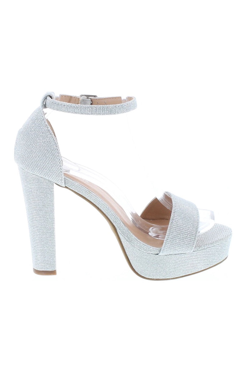 Glitter Open Toe Platform Block Heels