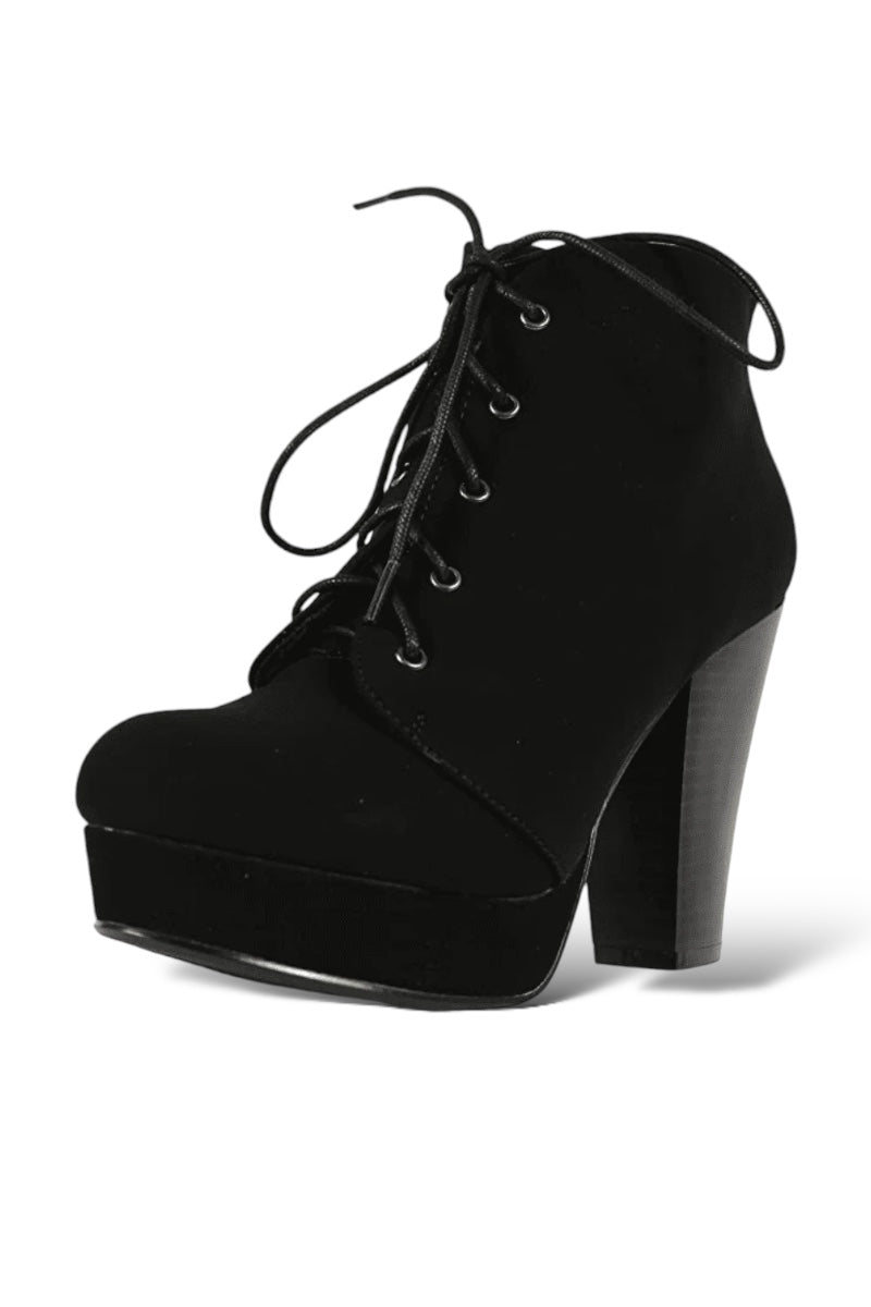 Platform High Block Heel Lace-up Ankle Boots