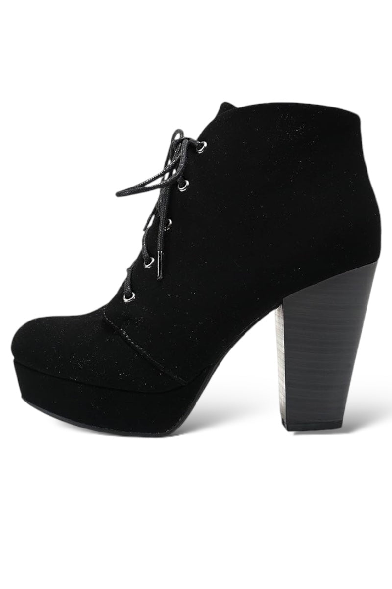 Platform High Block Heel Lace-up Ankle Boots