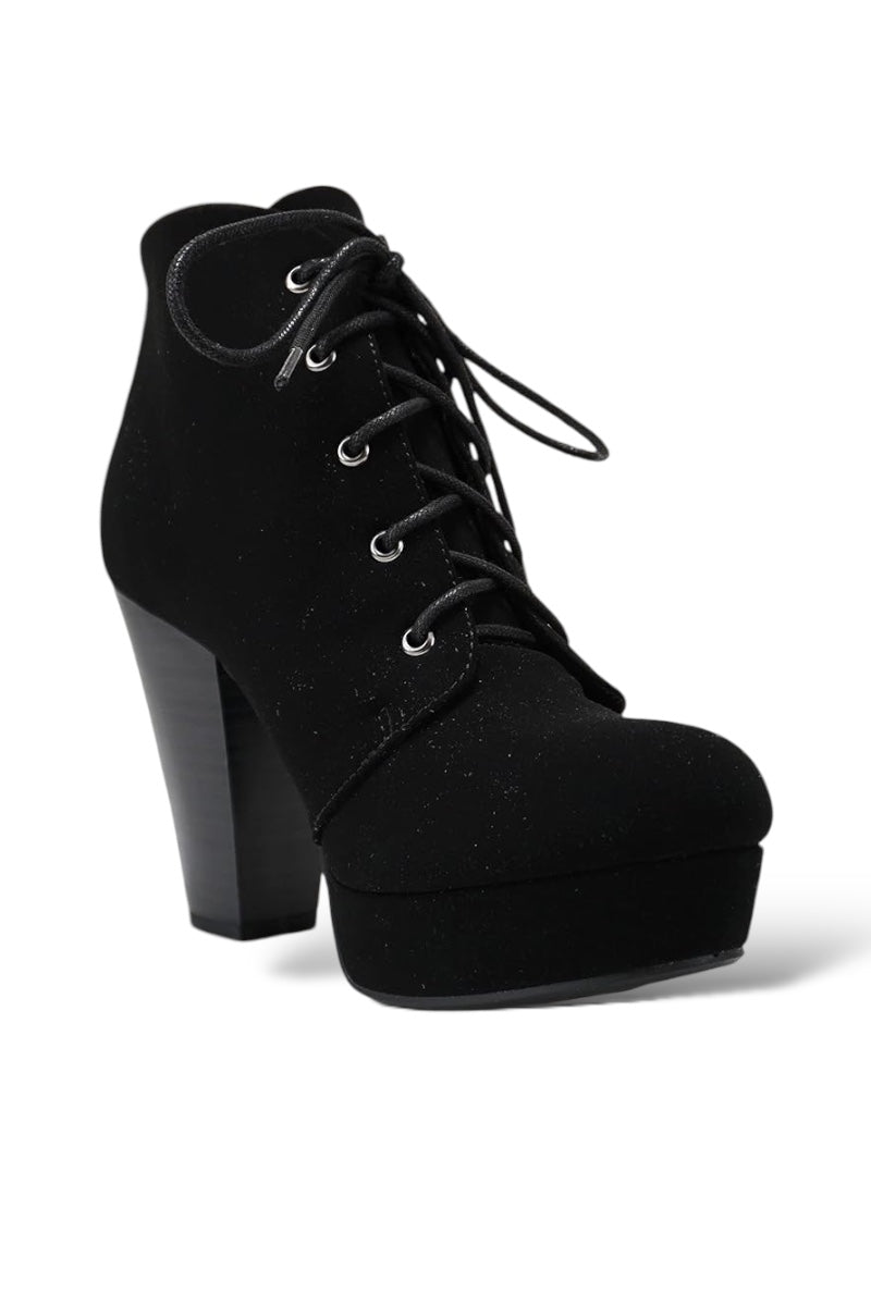 Platform High Block Heel Lace-up Ankle Boots