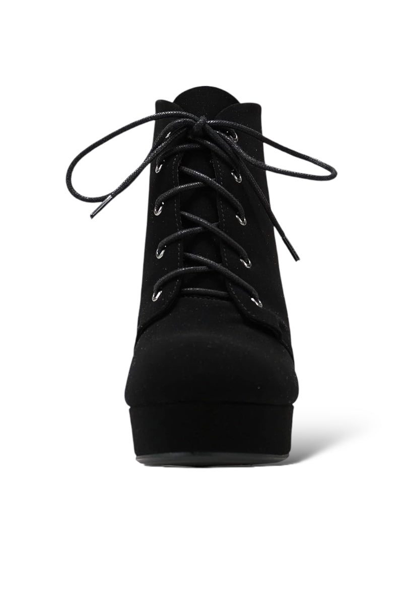 Platform High Block Heel Lace-up Ankle Boots