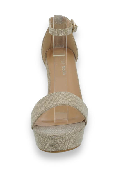 Glitter Open Toe Platform Block Heels