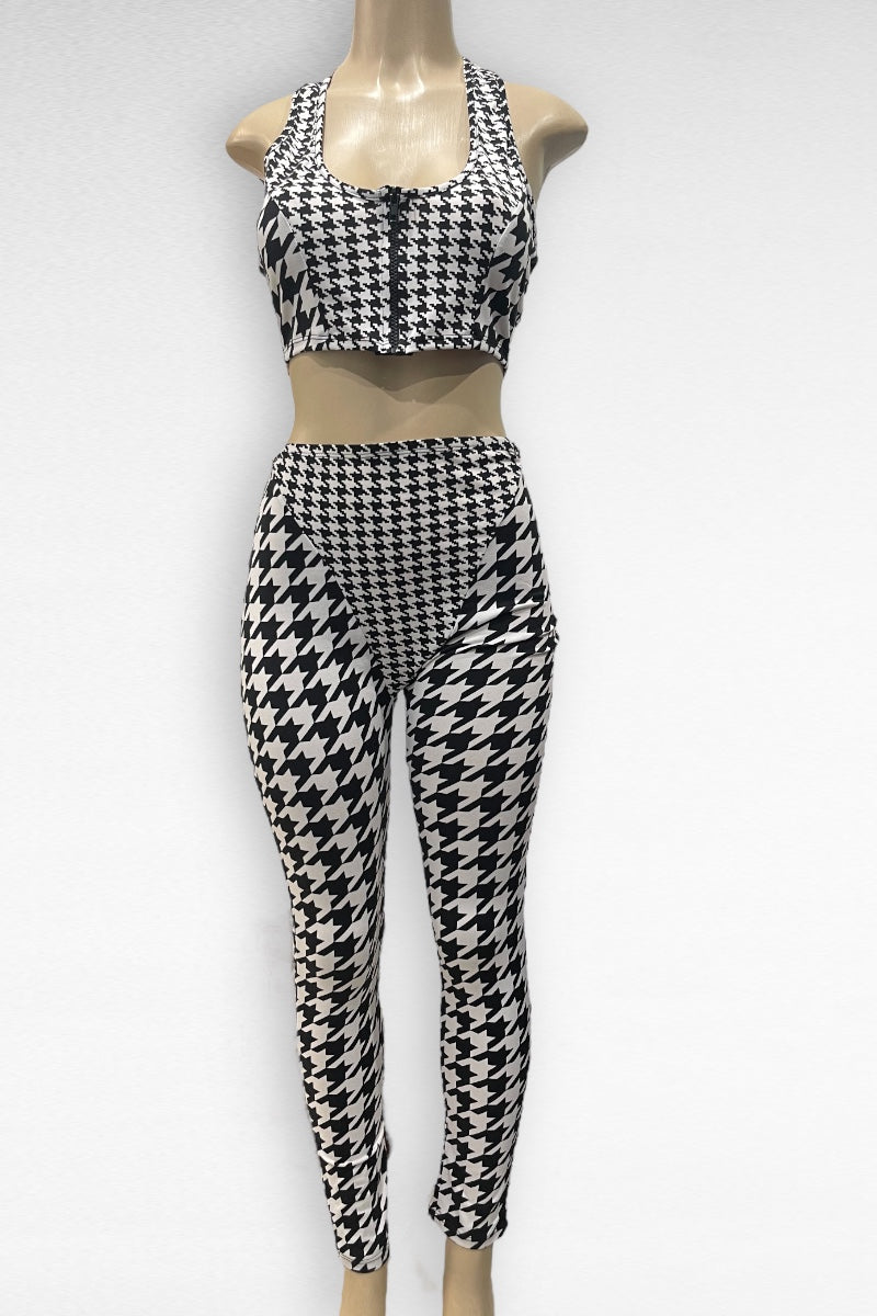 Retro Houndstooth Matching Set