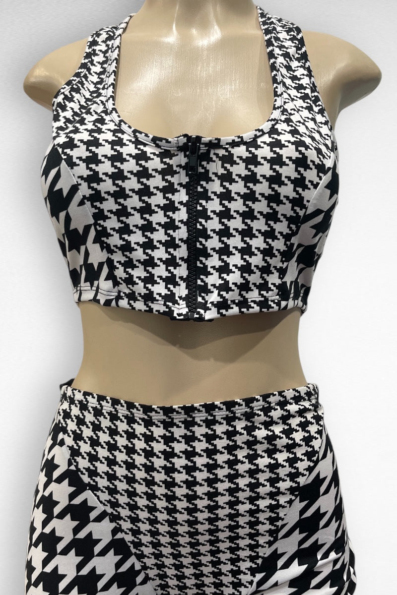 Retro Houndstooth Matching Set