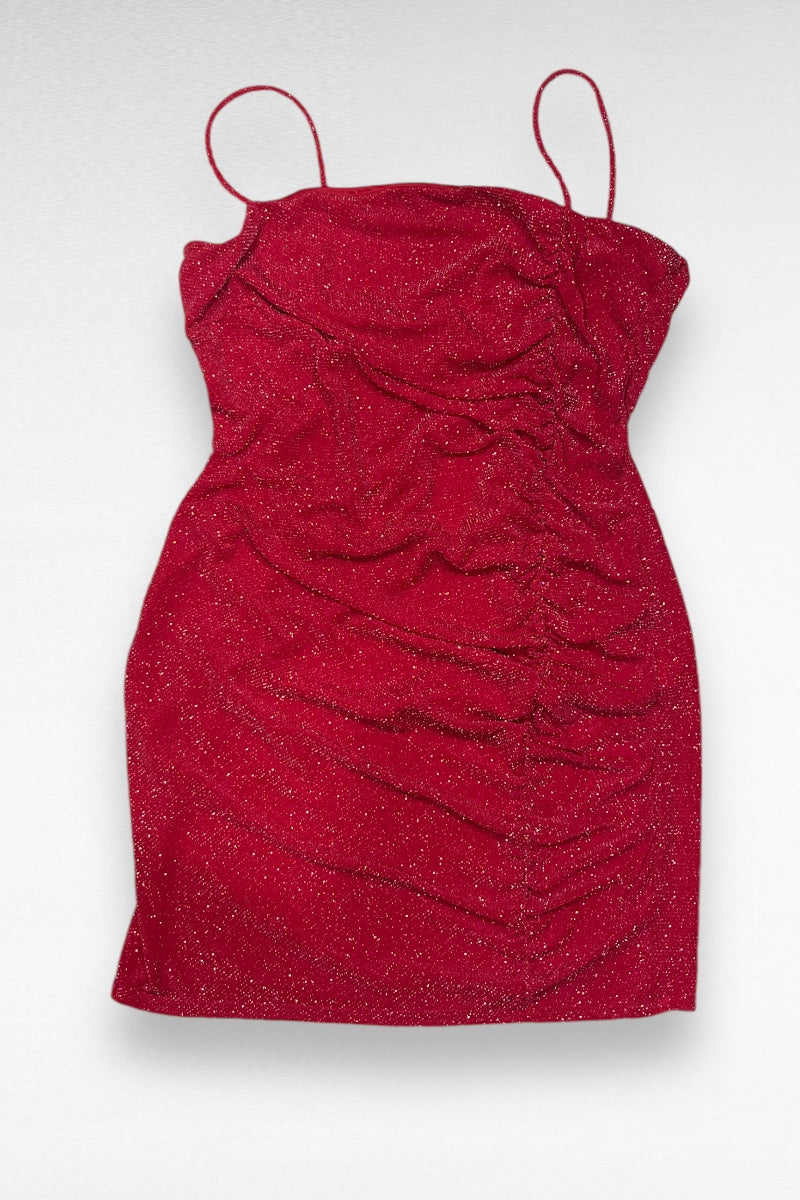 Glitter Side Ruched Mini Dress