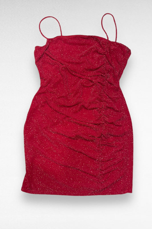 Glitter Side Ruched Mini Dress