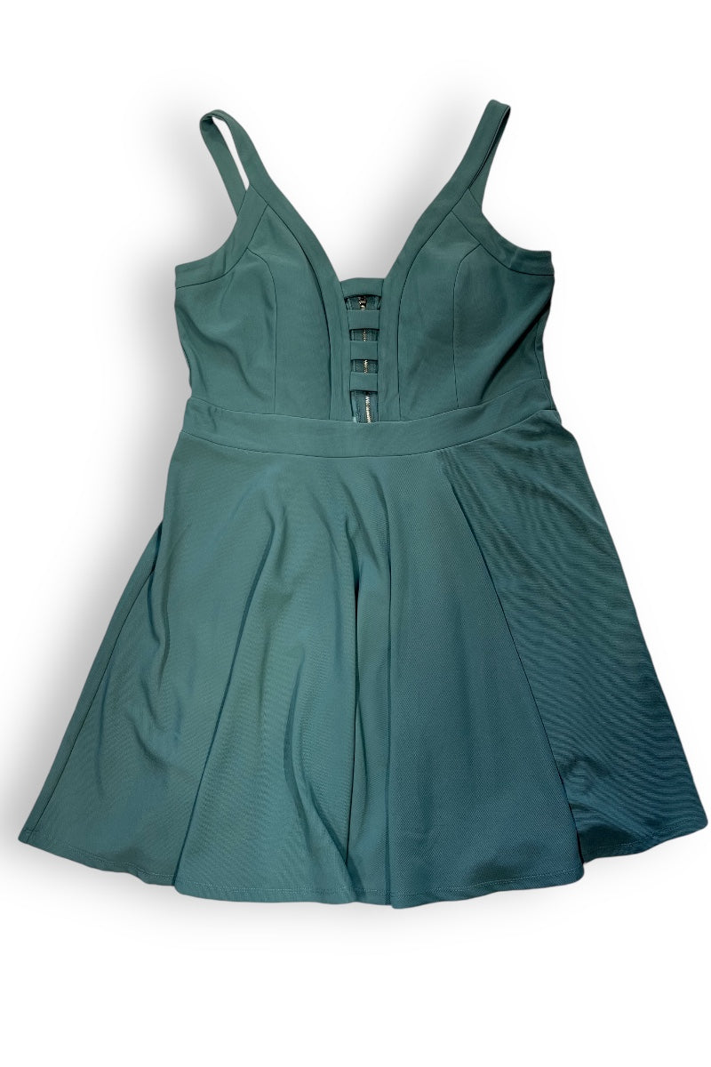 Fit and Flare Ladder Front Dress - Green