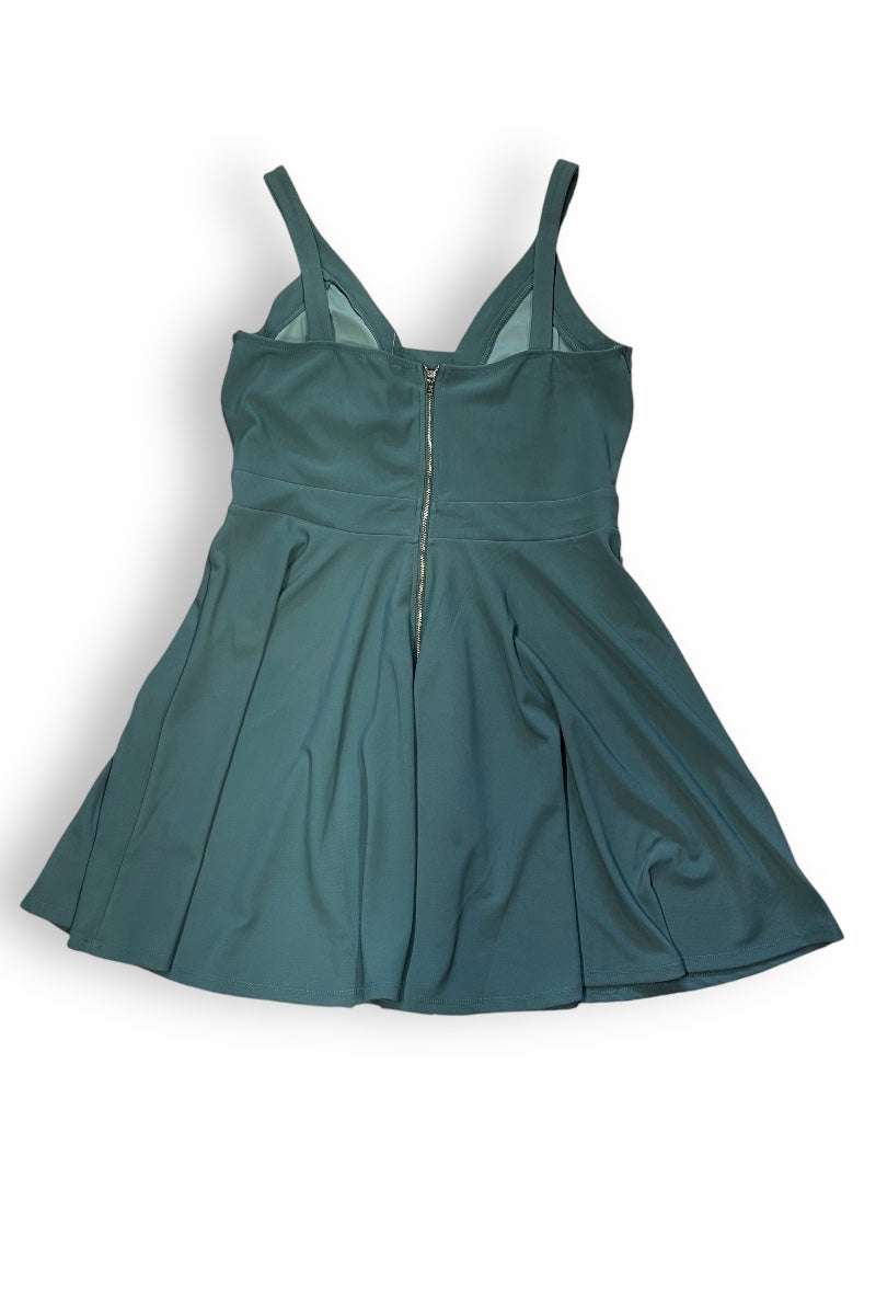 Fit and Flare Ladder Front Dress - Green