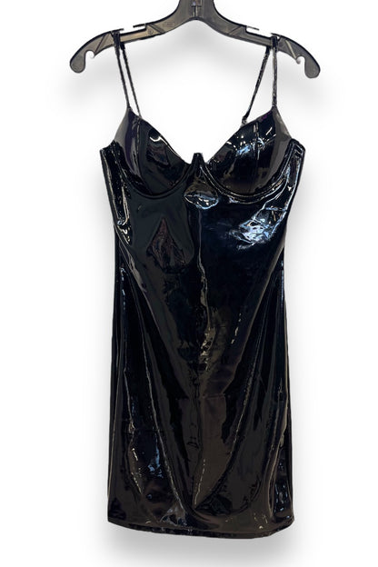 Latex Underwire Bustier Bodycon Dress - Black