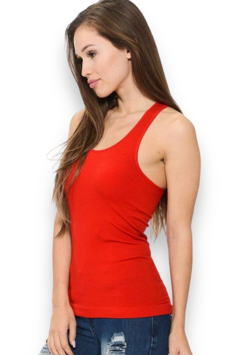 Ribbed Tank Top - Red